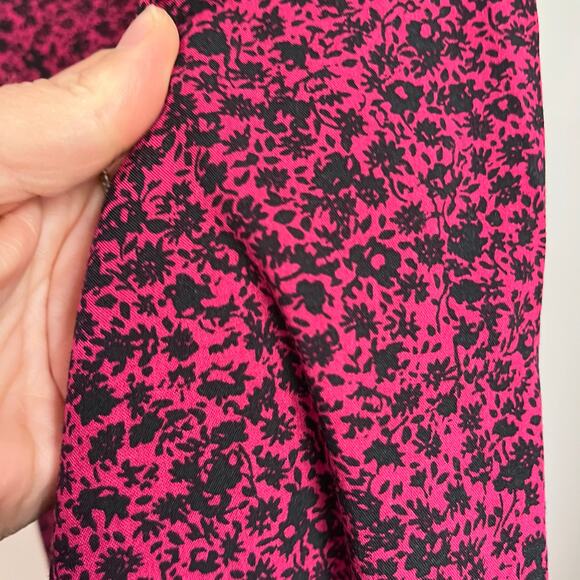 GAP Pink & Black Button Down Floral Puff Sleeve Mini Dress Size M - Picture 5 of 10